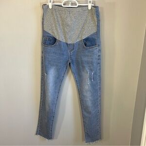 PatPat Distressed Over Bump High Waist Maternity Jeans Womens Size 10